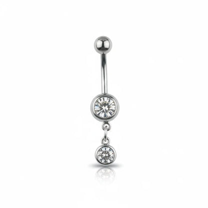 Salvatori Paris Surgical Steel Double Jewel Belly Button Ring