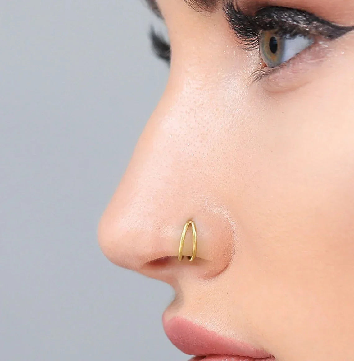 Salvatori Paris Gold Classic Double Nose Piercing and Clicker Double Nose Ring