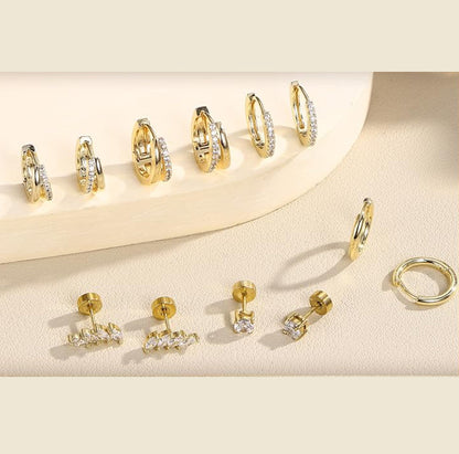 Salvatori Paris Crystal Clicker 6 Piece Ear Piercing Set
