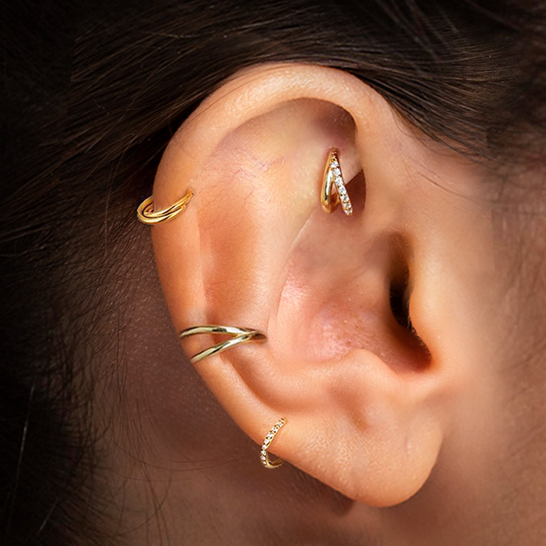 Salvatori Paris Crystal Hinged Segment 4 Piece Ear Piercing Set
