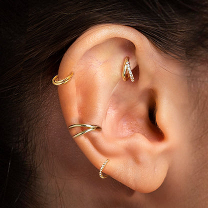 Salvatori Paris Crystal Hinged Segment 4 Piece Ear Piercing Set