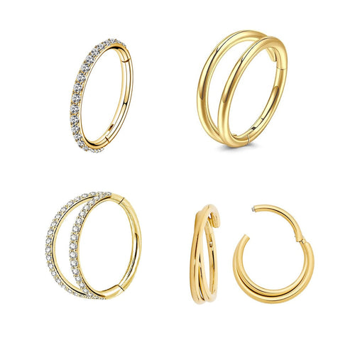 Salvatori Paris Crystal Hinged Segment 4 Piece Ear Piercing Set