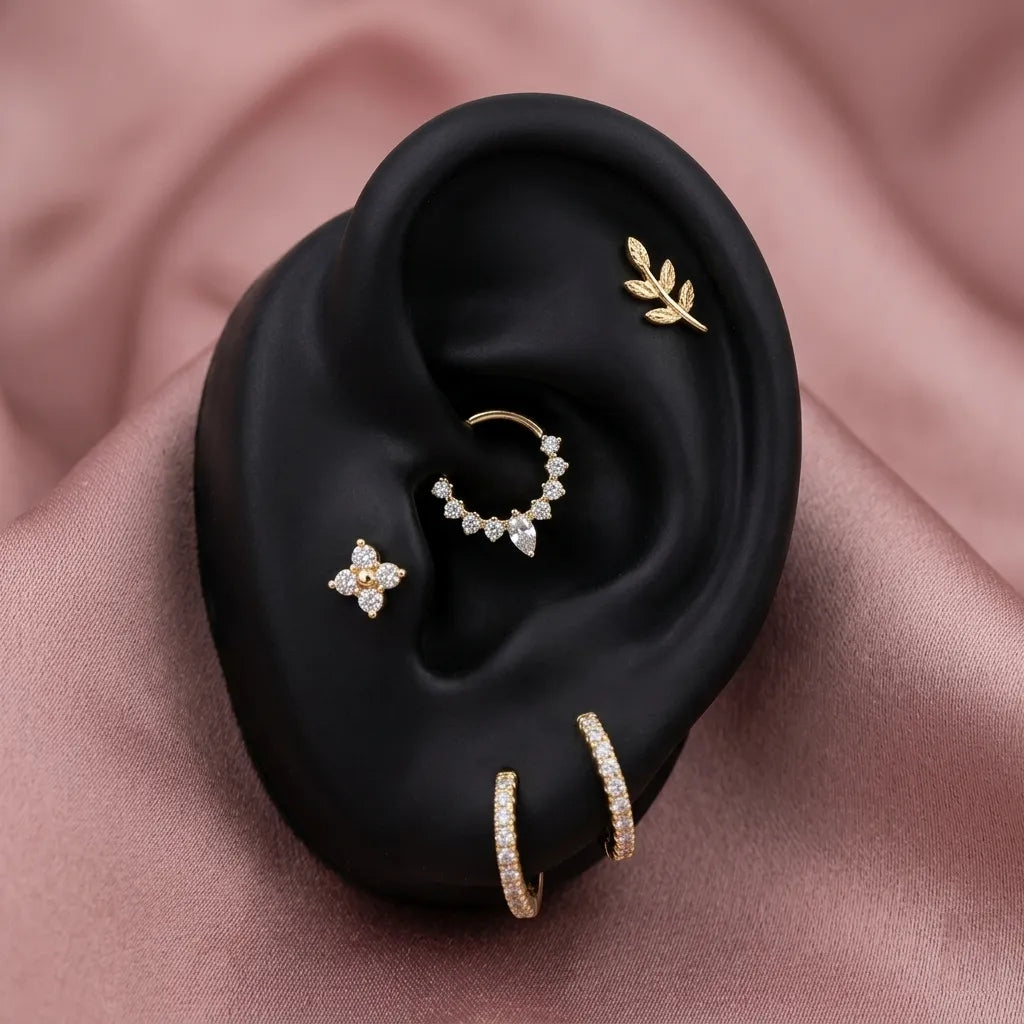 Salvatori Paris Teardrop Pave Daith Hoop Titanium Piercing