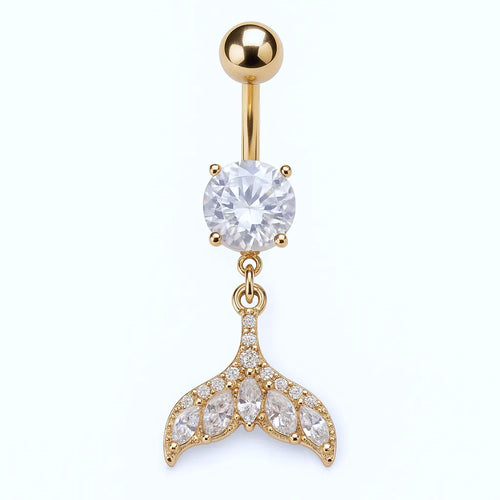 Salvatori Paris Gold Plated Surgical Steel Crystal Tail Belly Piercing