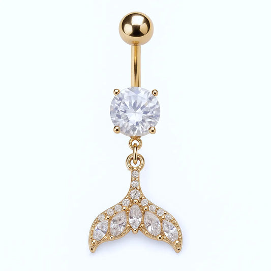 Salvatori Paris Gold Plated Surgical Steel Crystal Tail Belly Piercing