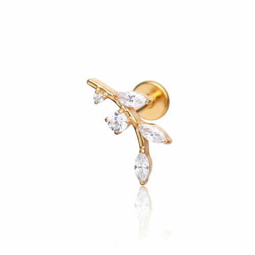 Salvatori Paris Titanium Marquise Leaf Branch Labret