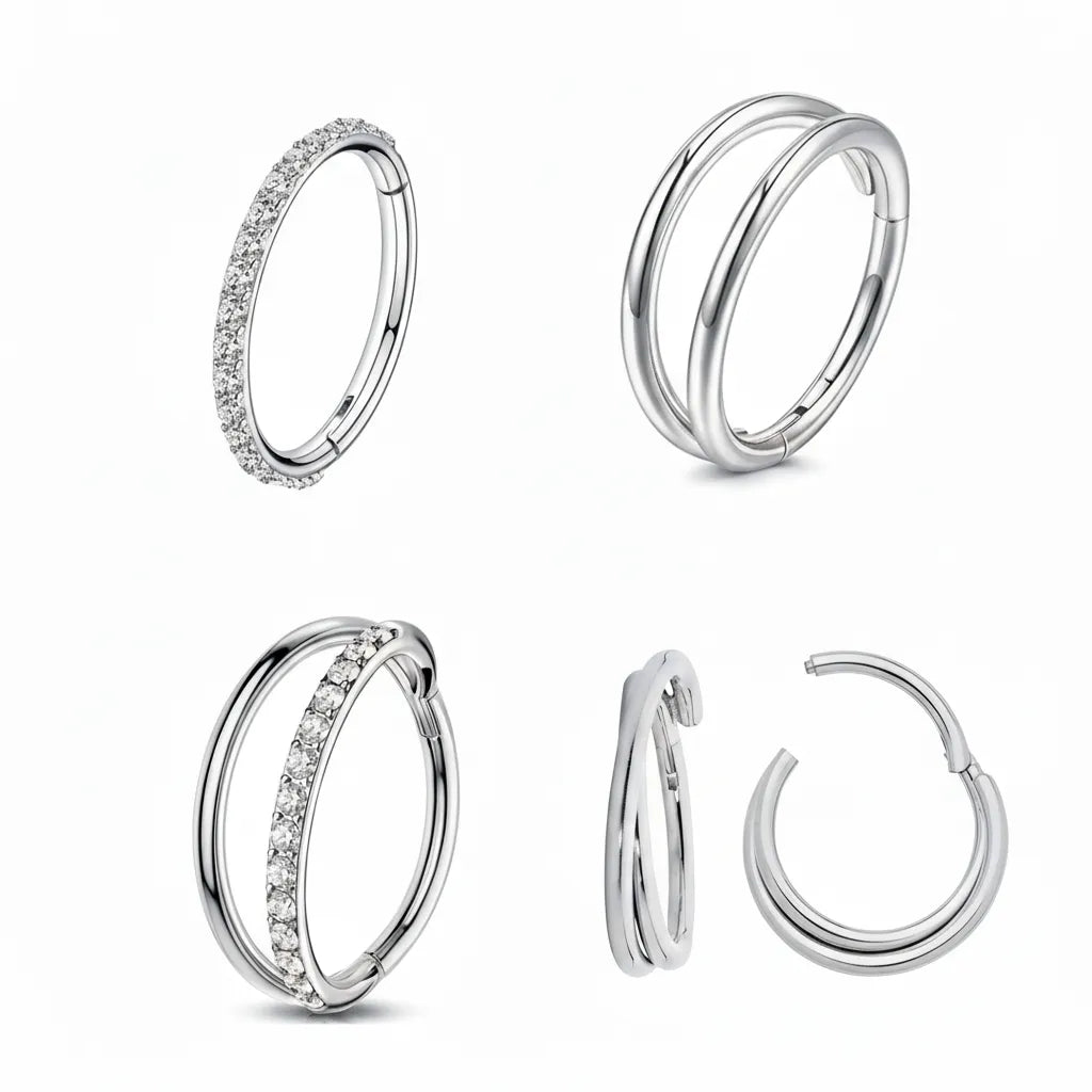 Salvatori Paris Crystal Hinged Segment 4 Piece Ear Piercing Set