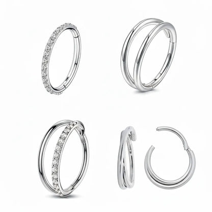 Salvatori Paris Crystal Hinged Segment 4 Piece Ear Piercing Set