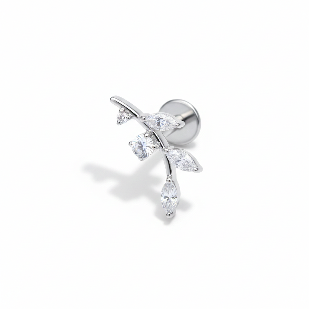 Salvatori Paris Titanium Marquise Leaf Branch Labret