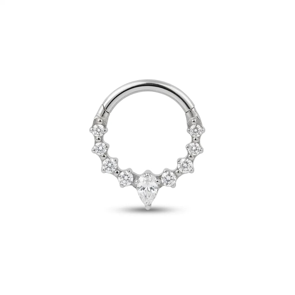 Salvatori Paris Teardrop Pave Daith Hoop Titanium Piercing