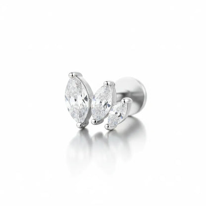 Salvatori Paris Stainless Steel Triple Marquise Labret Stud
