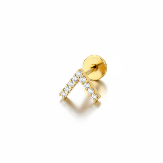 Salvatori Paris Titanium Chevron V-Shape Crystal Labret Stud