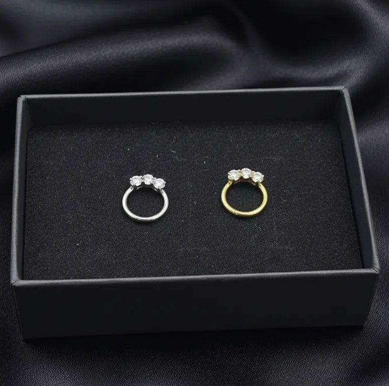 Salvatori Paris Crystal Stones Conch Piercing and Septum Piercing