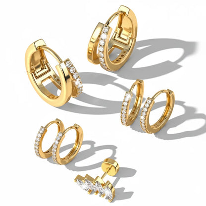 Salvatori Paris Crystal Clicker 6 Piece Ear Piercing Set