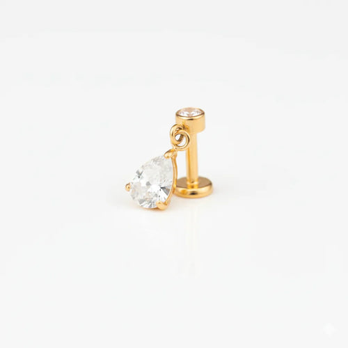 Salvatori Paris Dangling Pear Cut CZ Labret Stud