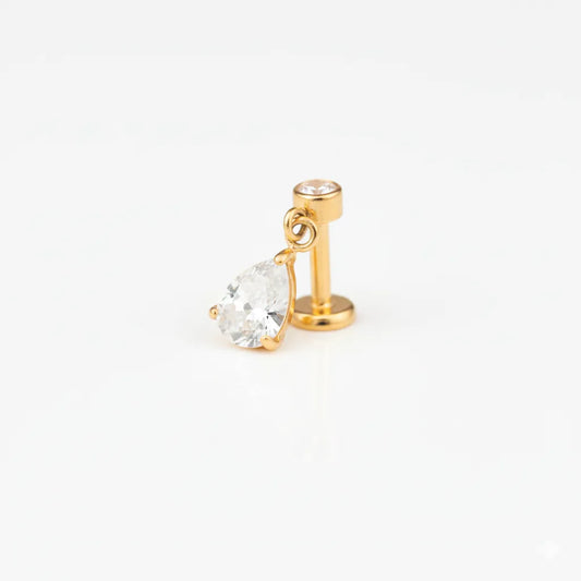 Salvatori Paris Dangling Pear Cut CZ Labret Stud