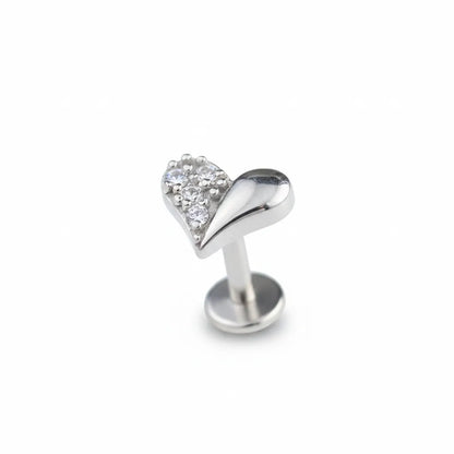 Salvatori Paris Crystal Heart Surgical Steel Labret Stud