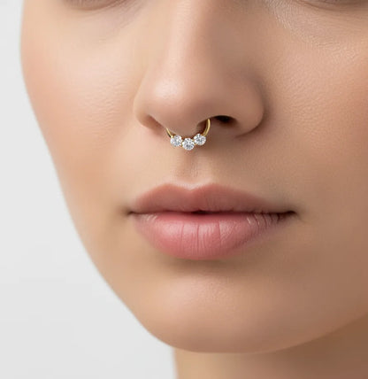Salvatori Paris Crystal Stones Conch Piercing and Septum Piercing