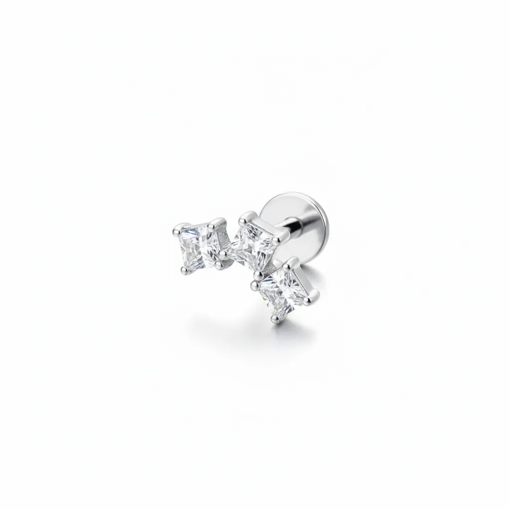 Salvatori Paris Princess Cut Cubic Zirconia Titanium Labret Stud