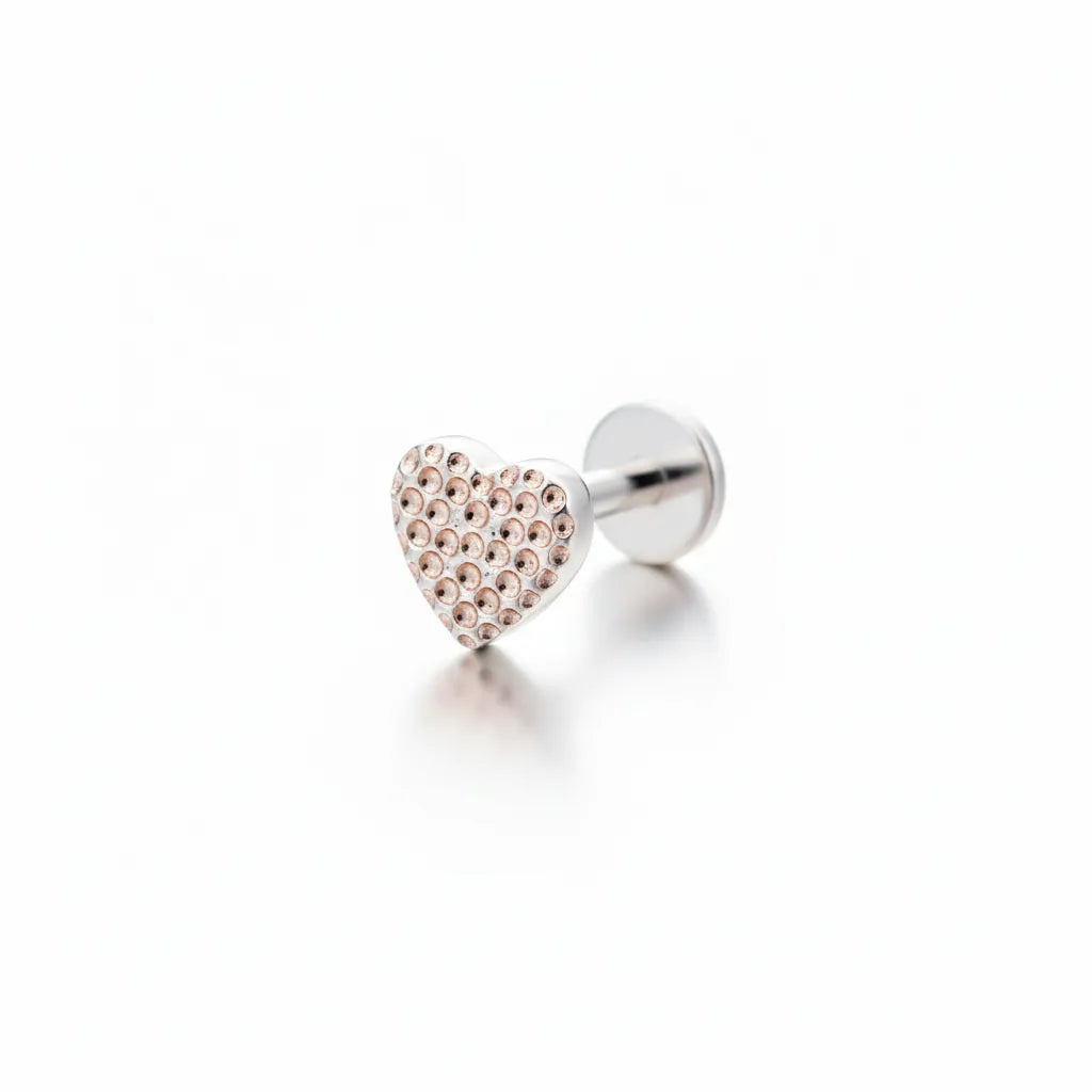 Salvatori Paris Love Heart Titanium Flat Back Labret Stud