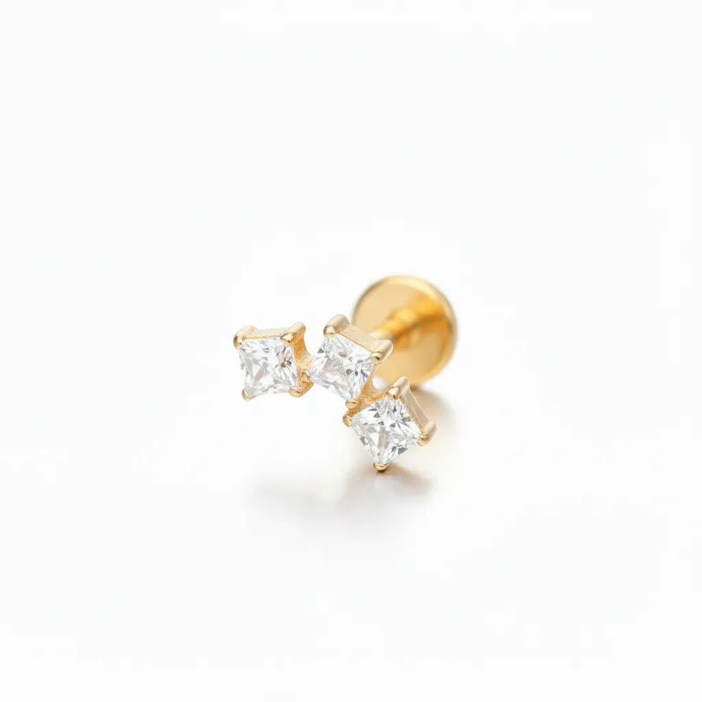 Salvatori Paris Princess Cut Cubic Zirconia Titanium Labret Stud