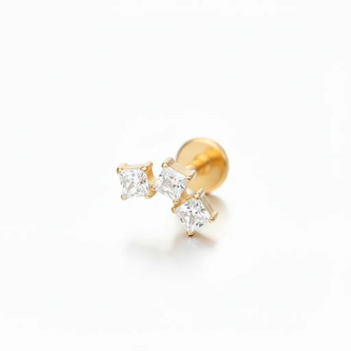 Salvatori Paris Princess Cut Cubic Zirconia Titanium Labret Stud