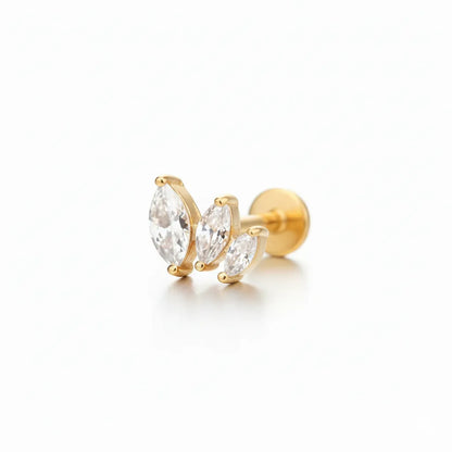 Salvatori Paris Stainless Steel Triple Marquise Labret Stud