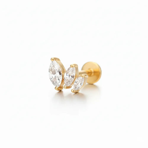 Salvatori Paris Stainless Steel Triple Marquise Labret Stud