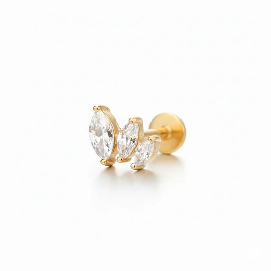 Salvatori Paris Stainless Steel Triple Marquise Labret Stud