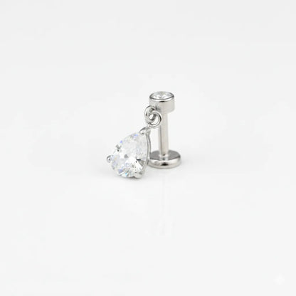 Salvatori Paris Dangling Pear Cut CZ Labret Stud