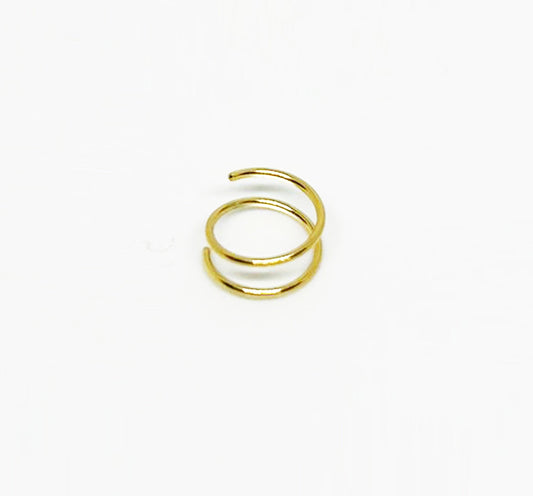 Salvatori Paris Gold Spiral Double Nose Ring Hoop and Nose Piercing