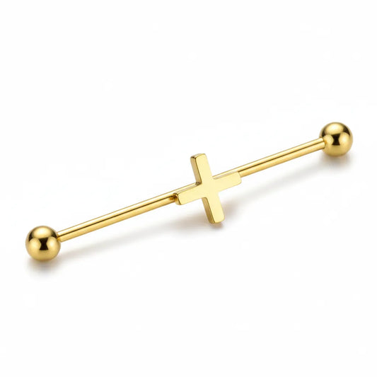 Salvatori Paris Surgical Steel Cross Design Industrial Piercing
