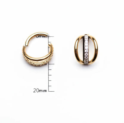 Salvatori Paris Double Hoop Ear Piercing with Cubic Zirconia Detail
