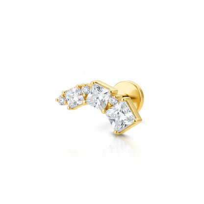 Salvatori Paris Titanium Graduated Square Crystal Curve Tragus Piercing