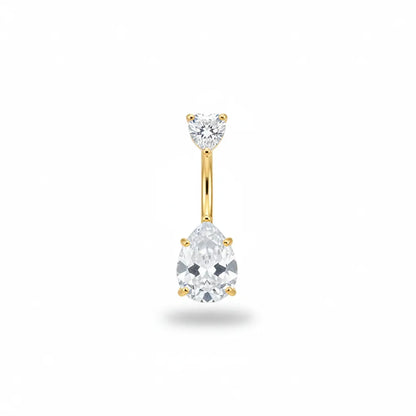Salvatori Paris Heart & Teardrop Belly Bar | 14G Surgical Steel Belly Button Ring