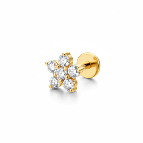 Salvatori Paris Titanium Flower Tragus Piercing | Flat Back Labret Stud — CarlOliver