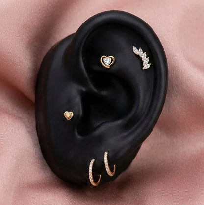 Salvatori Paris 5-Piece Titanium Piercing & Earring Set - Marquise & Heart Curated Ear