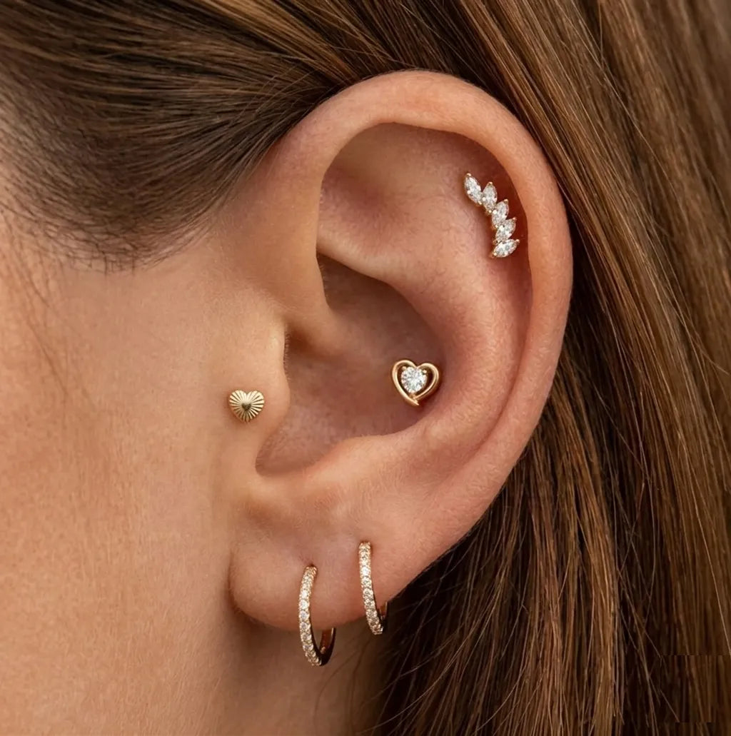 Salvatori Paris 5-Piece Titanium Piercing & Earring Set - Marquise & Heart Curated Ear