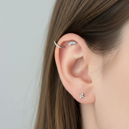 Salvatori Paris Marquise Crystal Titanium Ear Piercing Set – 3 Piece Curated Stack
