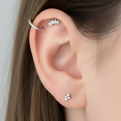 Salvatori Paris Marquise Crystal Titanium Ear Piercing Set – 3 Piece Curated Stack