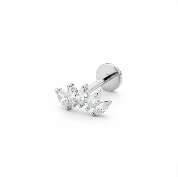 Salvatori Paris Marquise Crystal Titanium Ear Piercing Set – 3 Piece Curated Stack