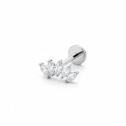 Salvatori Paris Marquise Crystal Titanium Ear Piercing Set – 3 Piece Curated Stack