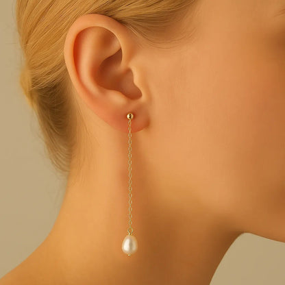 Salvatori Paris Douce Nuit Stud Long Pearl Drop Earrings