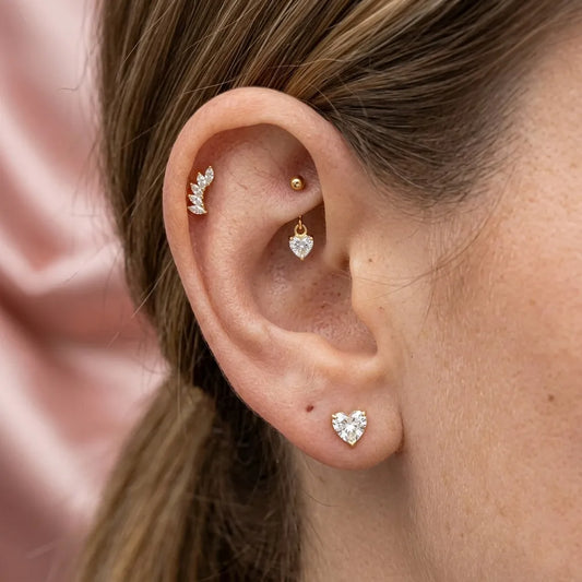 Salvatori Paris Titanium Heart & Marquise Curated Ear Stack Set – 3 Piece Curated Stack