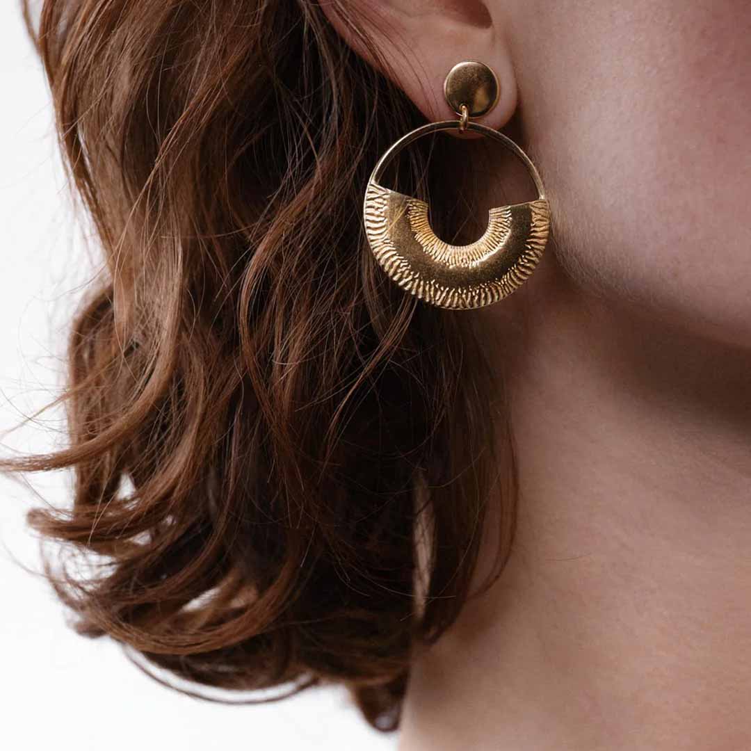 Kalevala Arcs Earrings, Shiny Bronze, Kalevala Modern