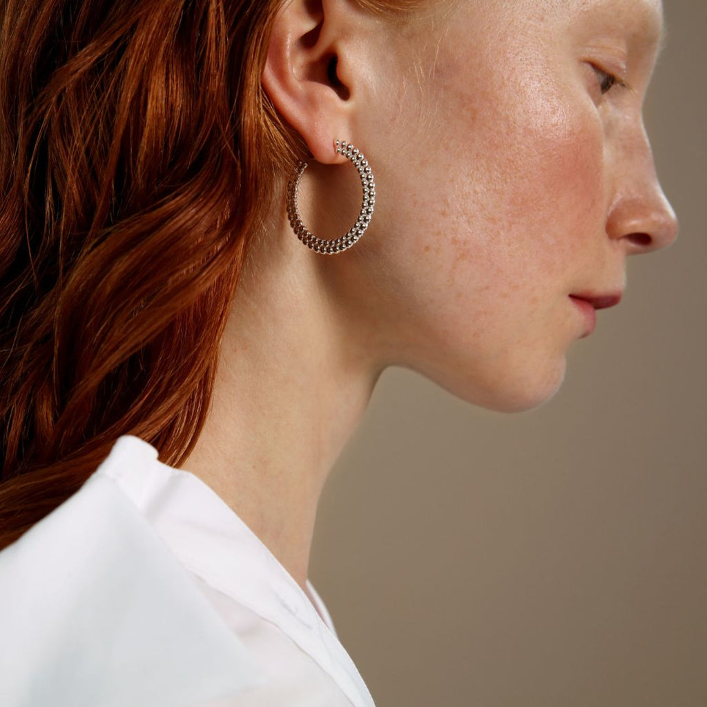 Kalevala Circle of Light Hoop Earrings, Large, Silver, Kalevala Modern, 2669484T