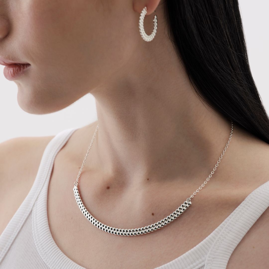 Kalevala Circle of Light Hoop Earrings, Medium Size, Silver, Kalevala Modern, 2669486T