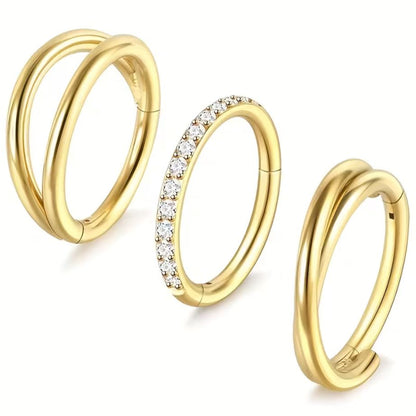 Salvatori Paris Crystal Hinged and Double Hinged 3 Piece Ear Piercing Set