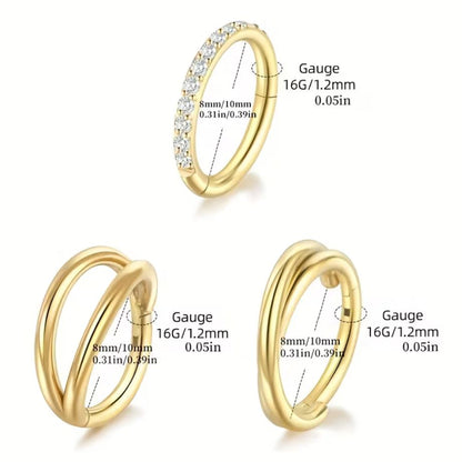 Salvatori Paris Crystal Hinged and Double Hinged 3 Piece Ear Piercing Set