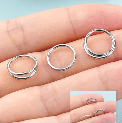 Salvatori Paris Crystal Hinged and Double Hinged 3 Piece Ear Piercing Set